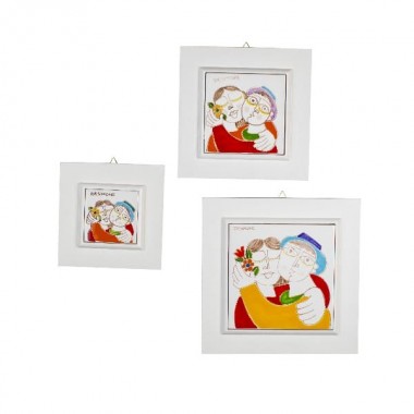 Sicilian ceramic framed tile lovers de simone pottery PI297CL white Sicilian ceramic framed tile lovers de simone pottery PI297CL white